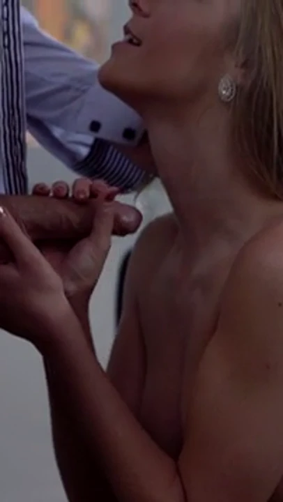 Hot blondie gives a sensual blowjob
